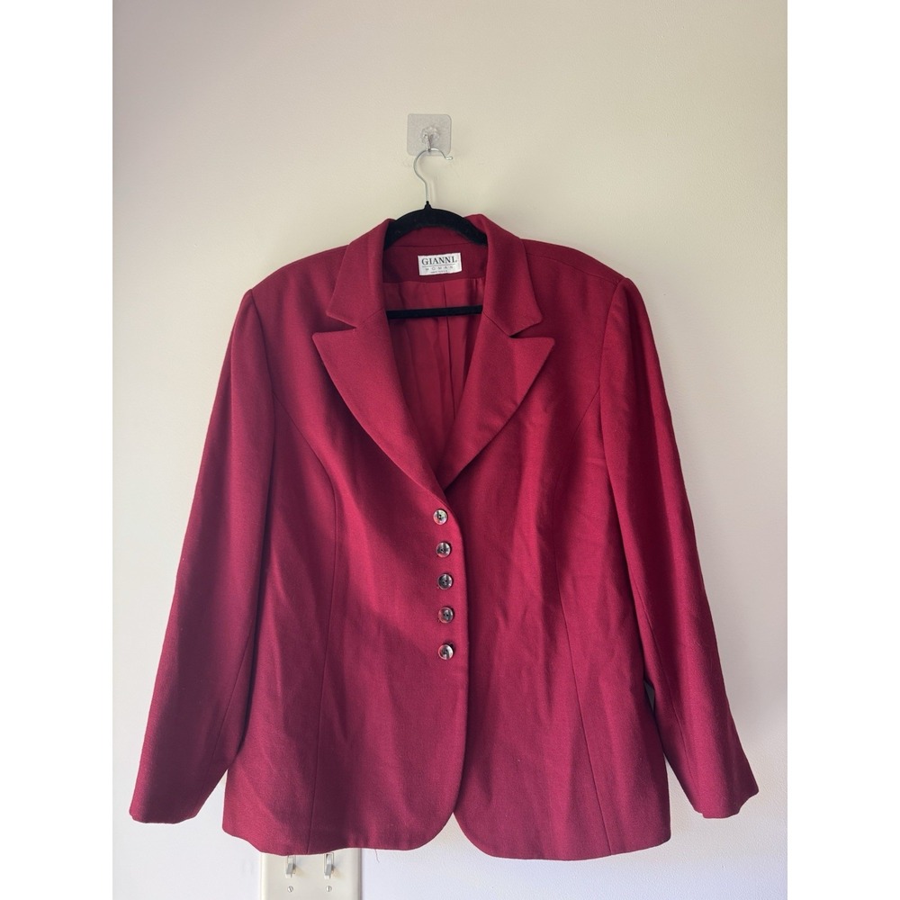 Gianni Woman Red Blazer 100% Wool Size 18 Vintage 90s Career Academia Core Coat